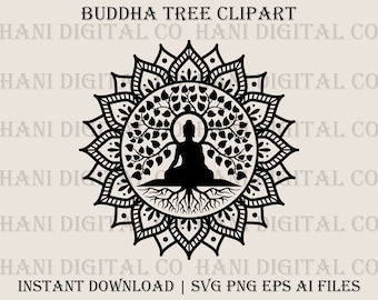 Buddha svg, Buddha tree svg, Buddha clipart, Buddha png, Buddha tree, Svg Png Eps Ai, Buddha cricut, Tree life svg, Zen svg, Zen clipart