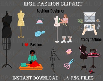High fashion clipart, fashion clipart, fashion design bundle, fashion design clipart, fashion designer clipart, fashion student, designer