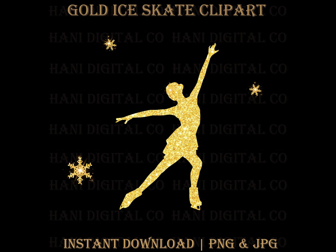 Gold Ice Skate Clipart Ice Skate Clipart Gold Ice Skate Etsy