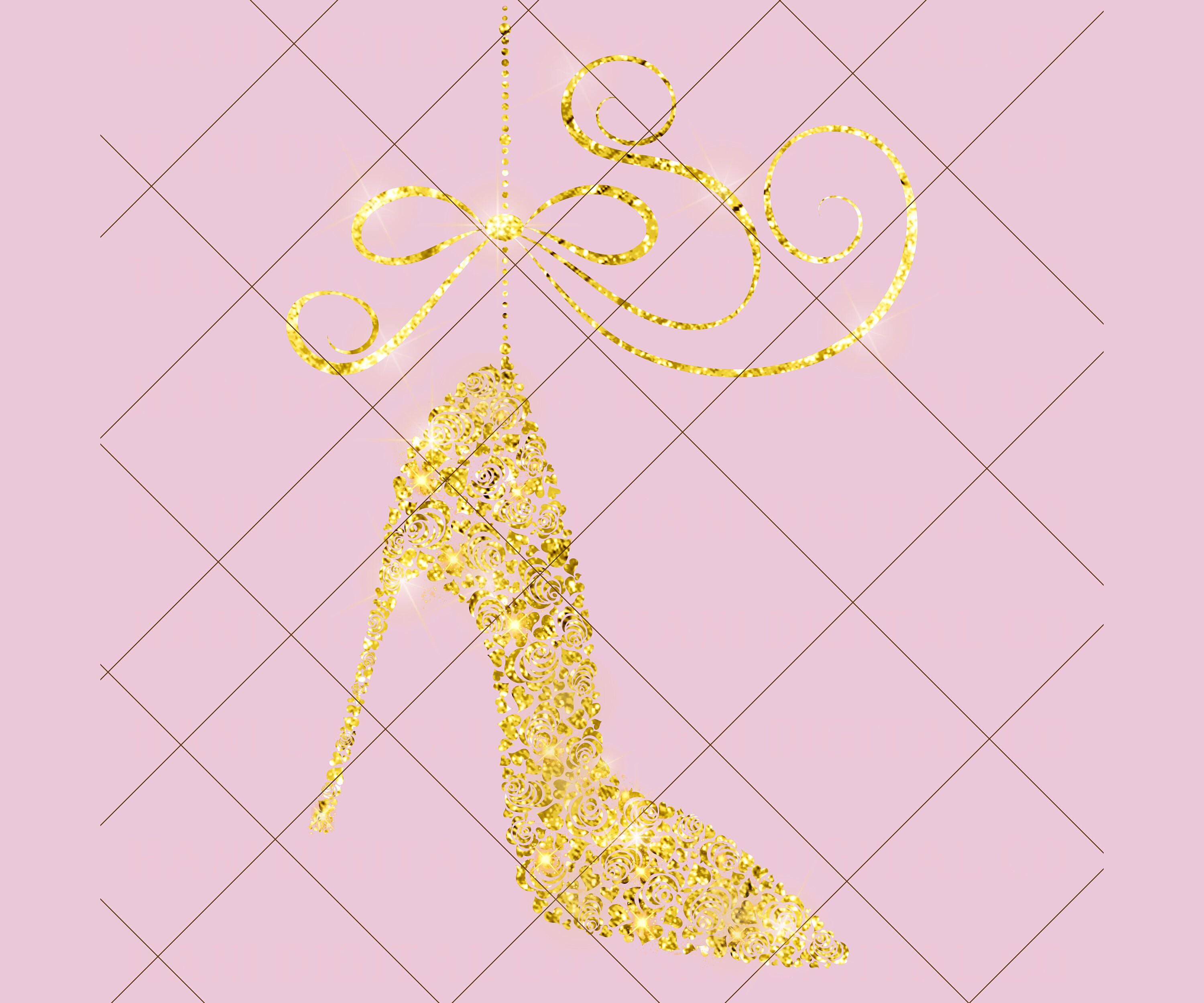 Gold Sparkle Heel Instant Download, Gold Heel Png, Gold Sparkle Heel
