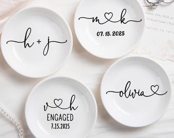 Personalized Ceramic Ring Dish, Engagement Gift