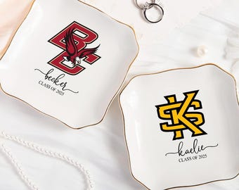 Personalized University Logo Ceramic Trinket Dish, Graduation Gift