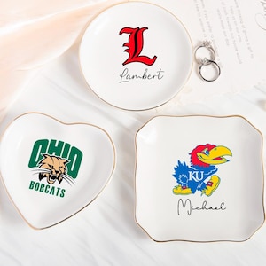 College Logo Ring Dish, Class of 2025 Graduation Gift For Her, Personalized Graduation Jewelry Dish, University Logo Trinket Ring Dish