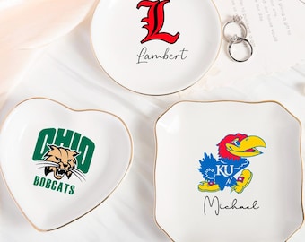 Personalized College Logo Ceramic Ring Dish, Graduation Gift