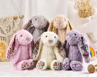 Personalized Bunnys, Plush Easter Rabbits, Stuffed Bunny Rabbit, Monogram Bunny Plush Rabbit Toys, Flower Girl Proposal, First Easter Gifts