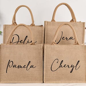 Personalized Burlap Bridesmaid Tote Bag: Custom Jute Beach Bag With ...