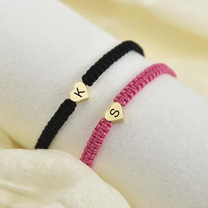 Set of 2 Custom Engraved Initial Bracelets for Couples and Friendships,Matching Bracelets for Him Her,Gift Boyfriend,Anniversary,Best Friend