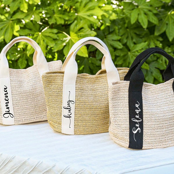 Personalisierte Stroh Strandtasche: Bachelorette Hochzeitsbevorzugung