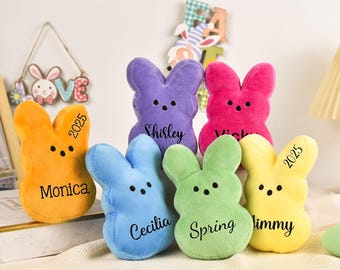 Bunny Peep Personalized, Peep Bunny Plushies with Name, Easter Basket Stuffers, Peep Plush for Kids, Crocheted Easter Rabbits, Easter Gifts