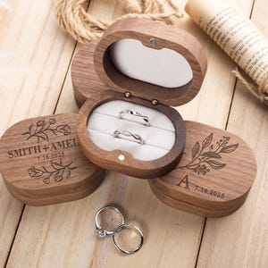 Custom Wooden Wedding Ceremony Ring Box, Personalized Engraved Engagement Proposal Ring Holder, Bridal Gift For Her, 2 slots Ring Box