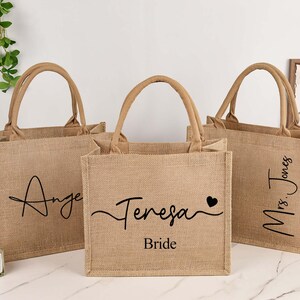 Personalized Burlap Bridesmaid Tote Bag: Custom Jute Beach Bag With ...