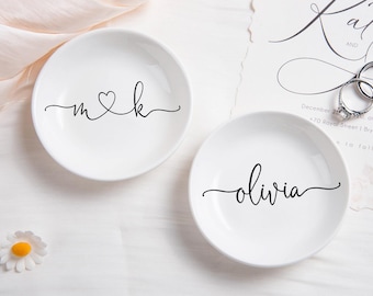 Personalized Ceramic Ring Dish, Engagement Gift
