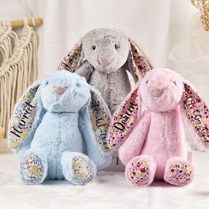 Stuffed Bunny Rabbit, Personalized Bunnys, Plush Easter Rabbits, Monogram Bunny Plush Rabbit Toys, Flower Girl Proposal, First Easter Gifts