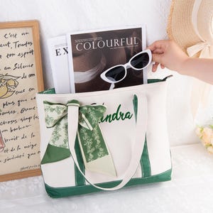 Canvas Tote Bag,Gift for Her,Embroidered with Initials Custom Tote Bags,Embroidered Name,Bridal Party Tote Bag,Custom Text Tote
