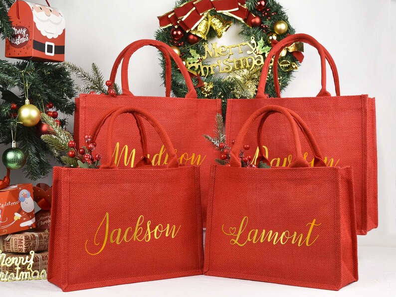2024 Christmas Party Gifts Bags, Personalized Christmas Gift Bags, Red
