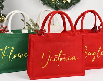 Tall Large Reusable Christmas Fabric Gift Bag With Handles Etsy UK