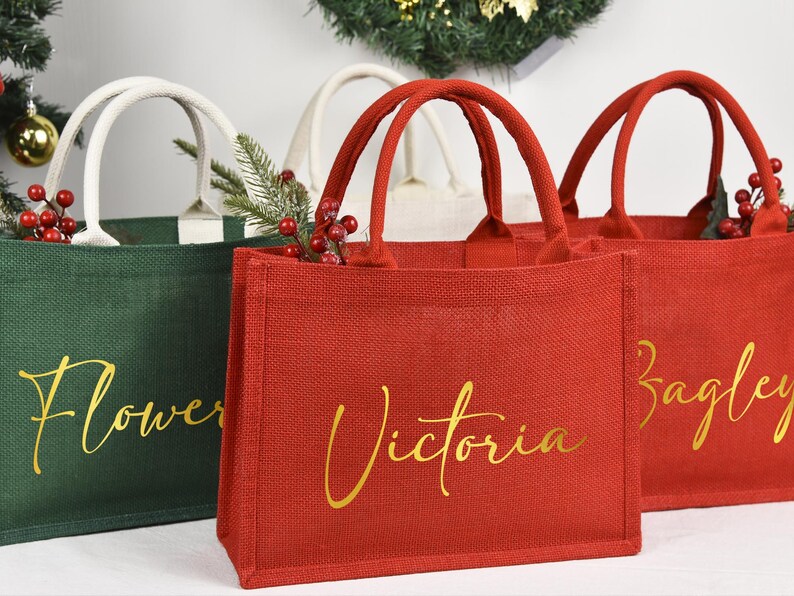 2024 Christmas Party Gifts Bags, Personalized Christmas Gift Bags, Red