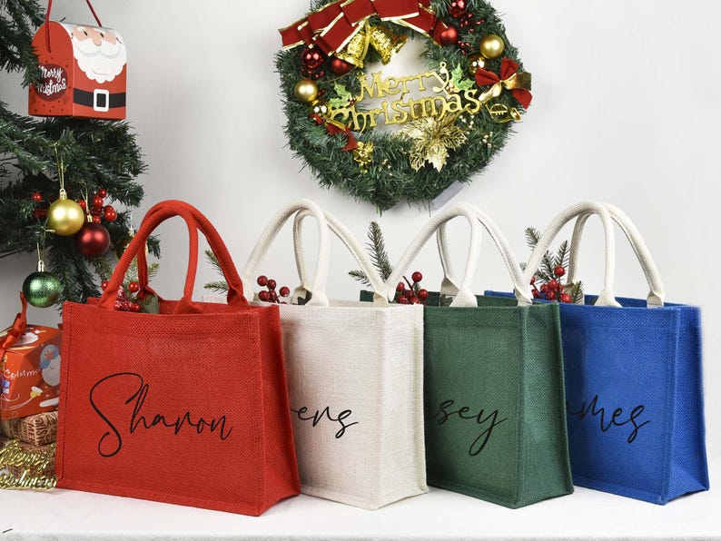 2024 Christmas Party Gifts Bags, Personalized Christmas Gift Bags, Red