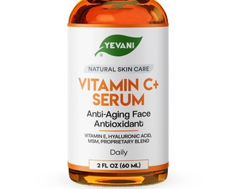 100% Pure Vitamin C Serum, Anti-Aging Face Serum with Hyaluronic Acid, Eye Area, Dark Spots, Anti-Aging, Fine Lines, Wrinkles, 2 FL OZ