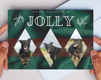 Es la época de la alegría / Tarjeta navideña / Plantilla Canva de descarga digital