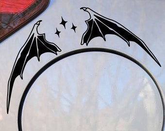 Adhesivo de vinilo para puerta de gas con alas de murciélago / Decoración de coche de fantasía