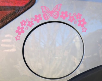 Calcomanía de arco de flores y estrellas / Adhesivo para puerta de tanque de gasolina