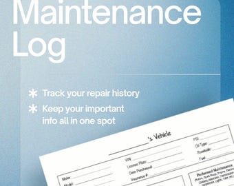 Registro de mantenimiento del vehículo / **DESCARGA DIGITAL** Para imprimir