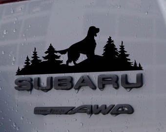 English Setter| Hunting & Hiking Nature Scene | Dog Silhouette Sticker