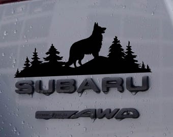 German Shepherd and Belgian Malinois | Hunting & Hiking Nature Scene | Dog Silhouette Sticker