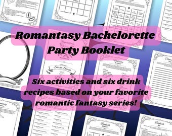 Juegos y recetas de cócteles para despedidas de soltera románticas (plantilla de Canva, descarga digital)