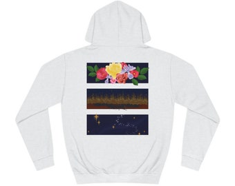 Sudadera con capucha Three Sisters Triptych / Estampado floral romántico, estrellas