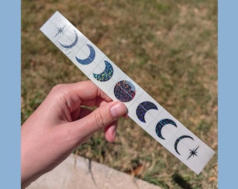 Pegatina de fases lunares de fantasía / Vinilo holográfico color bronce / ¡+ Muchas opciones de color!