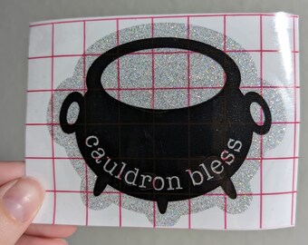 Calcomanía de vinilo con brillantina "Caldero Bendito"