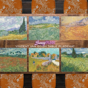 Vincent Van Gogh Art Tabletop Placemats // Retouched Van Gogh Paintings Wheat Fields Farmhouse Poppy Fields Dutch Art Dinning Housewarming