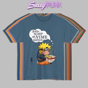 Eat Sleep Anime Wiederholung Süßes Anime T-Shirt / Geschenk für Anime Fan Ramen Liebhaber Geschenk für Otaku Japanisch Death Note Anime Thema Geschenk Anime Liebhaber
