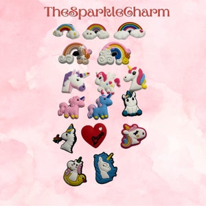 Einhorn Kroko Charms, PVC Charms, Regenbogen Schuh Dekor, Regenbogen Jibbitz, Einhorn Charms, Schuhzubehör, Verzierung, Regenbogen Einhorn