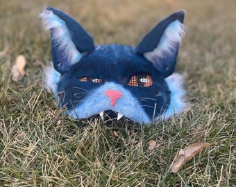 Blue and White Therian cat mask