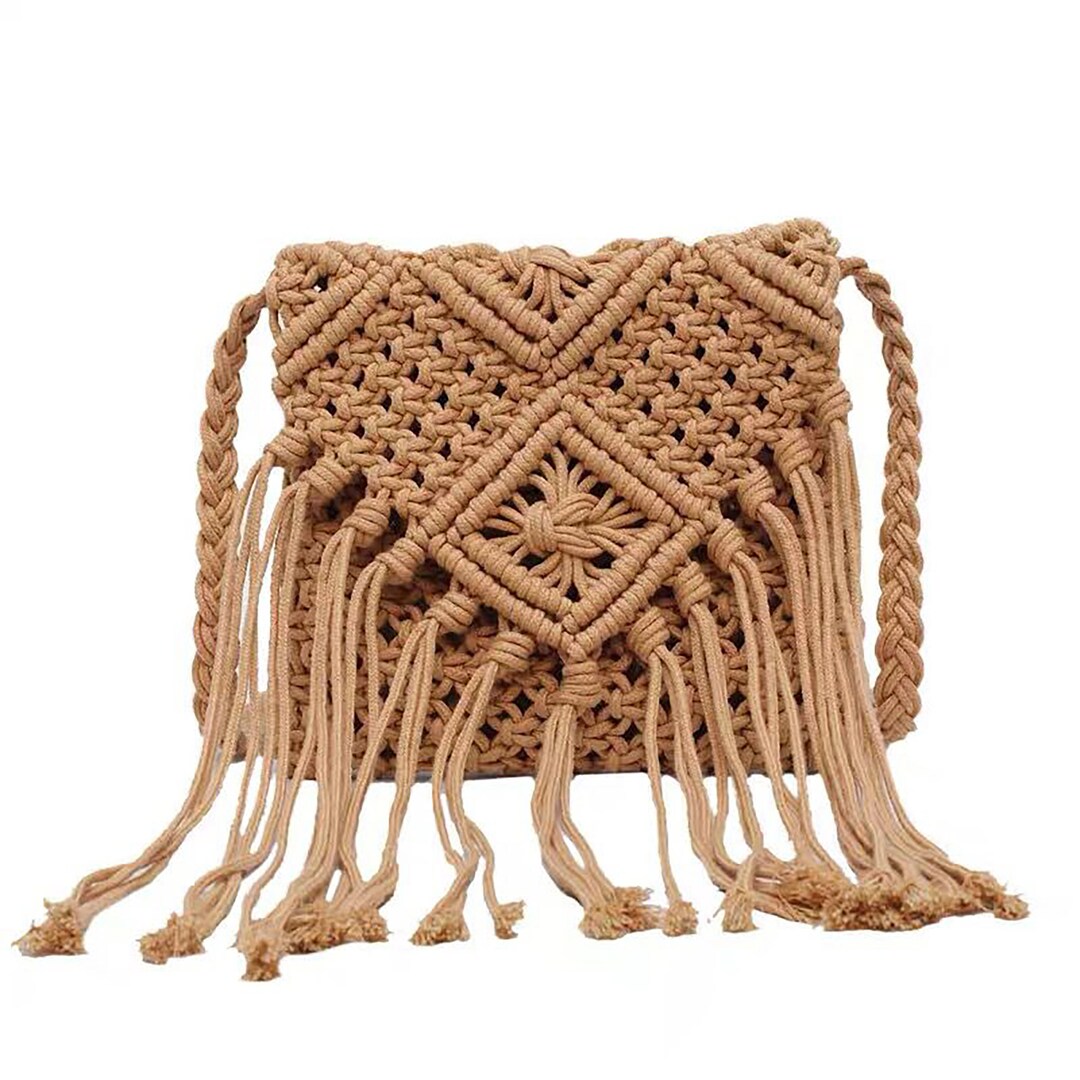 Macrame Handbag Summer Beach Bag Macrame Shoulder Bag Hand Etsy