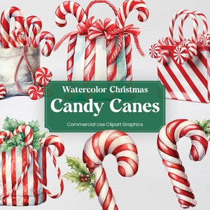 Bastón de caramelo de Navidad de acuarela, imágenes prediseñadas de 9 festividades, impresión digital de la Natividad de Adviento, imágenes prediseñadas PNG fondo transparente uso comercial