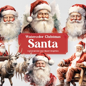 Aquarela Natal Papai Noel, 14 Festas Clipart, Advento Natividade Impressão Digital, Clipart PNG Fundo Transparente Uso Comercial