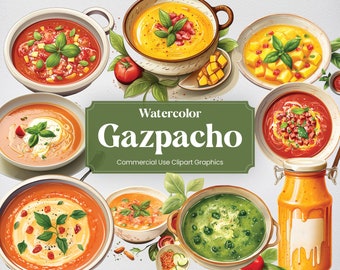Aquarell Gazpacho, 26 Spanische Küche, Esskultur Kulinarisches Essen Digitaldruck, Clipart PNG transparenten Hintergrund kommerzielle Nutzung
