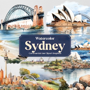 Aquarelle Sydney, 23 monuments de Sydneysider, voyage vacances vacances impression numérique, format PNG Clipart fond transparent utilisation commerciale