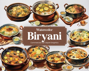 Acuarela Biryani, 27 cocina india, cultura alimentaria culinaria comiendo impresión digital, imágenes prediseñadas PNG fondo transparente uso comercial