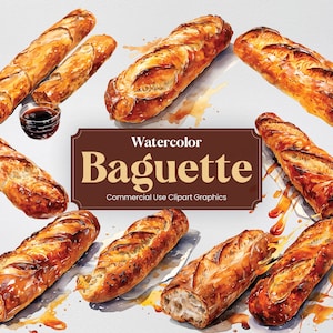 Baguete Aquarela, 11 Pão Cusino Francês Padaria Café Comida Café Da Manhã Impressão Digital, Clipart PNG Fundo Transparente Uso Comercial