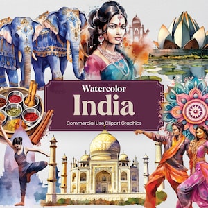 Acuarela India, 30 monumentos indios, viajes vacaciones vacaciones impresión digital, formato PNG clipart fondo transparente uso comercial