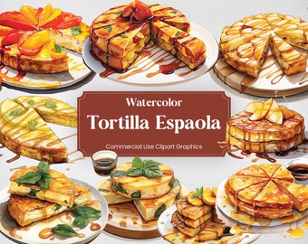 Aquarell Tortilla Española, 28 Spanische Küche, Esskultur Kulinarischer Digitaldruck, Clipart PNG Transparenter Hintergrund Kommerzielle Nutzung
