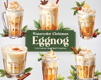 Watercolor Christmas Eggnog, 11 Festivities Clipart, Advent Nativity Digital Print, Clipart PNG Transparent Background Commercial Use