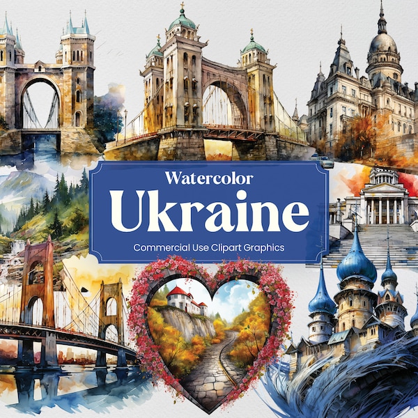 Aquarelle Ukraine, 44 monuments ukrainiens, voyage vacances vacances impression numérique, format PNG Clipart fond transparent utilisation commerciale