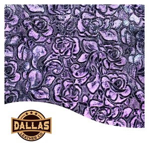 Découpes de cuir en relief | roses violet foncé | Feuilles prédécoupées Sélectionnez la taille | DLCo