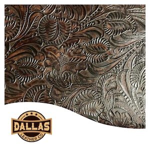 Embossed Leather Cuts | Floral Chocolate| Pre-Cut Sheets Select Size | DLCo |Cowhide Embossed